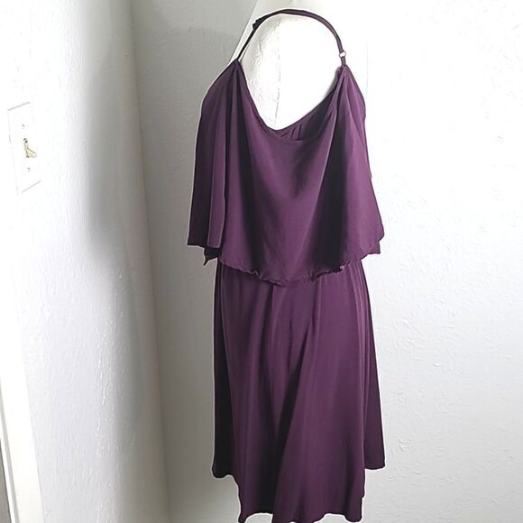 Express Cold-Shoulder Mini-Dress, Dark Purple, Size Small Petite - Picture 3 of 8